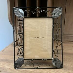 Pottery Barn 5” x 7” Picture Frame Photo Free Standing Metal Leaf Design